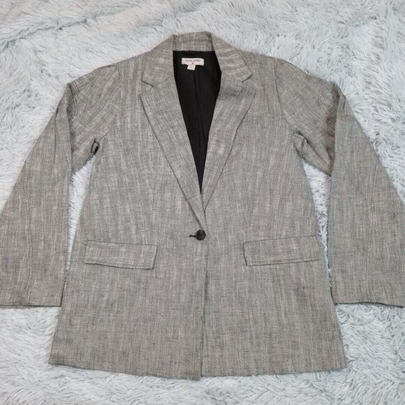 Rachel‎ Comey Womens Suit Jacket Gray S Linen Blend Lined Career Herringbone - Picture 1 of 15